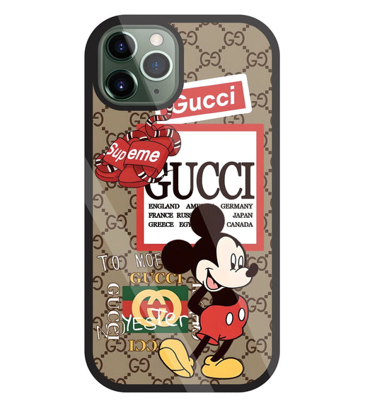 Gucci Mickey Glass Case For Apple iPhone 11 Pro