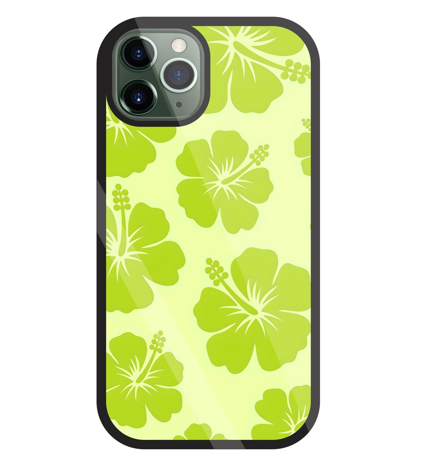 Hibiscus Flower Green Glass Case For Apple iPhone 11 Pro