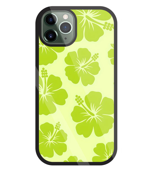 Hibiscus Flower Green Glass Case For Apple iPhone 11 Pro