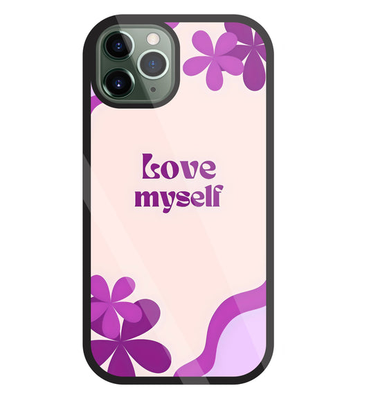 Love Myself Purple Flower Glass Case For Apple iPhone 11 Pro