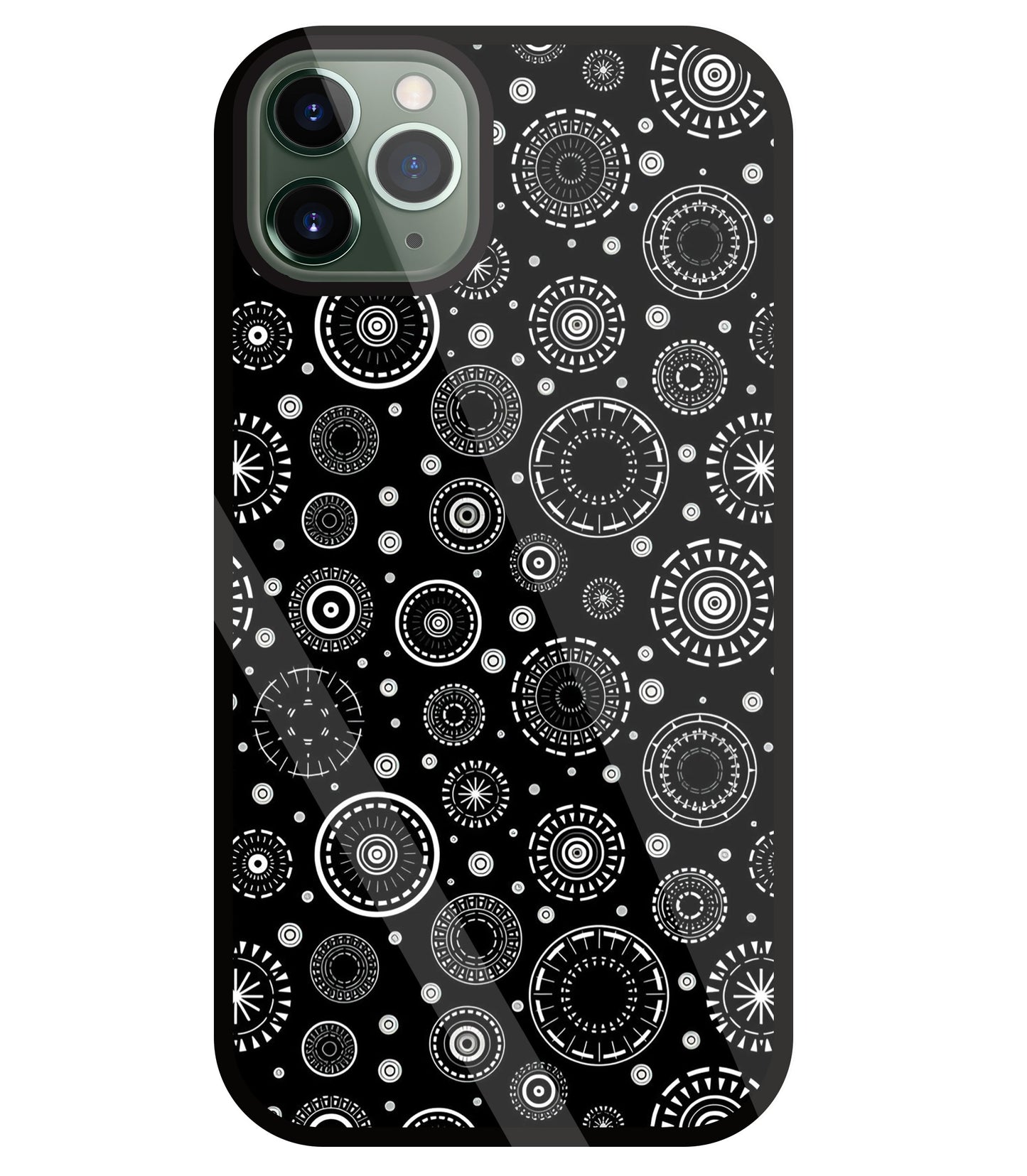 Black Circle Pattern Glass Case For Apple iPhone 11 Pro Max