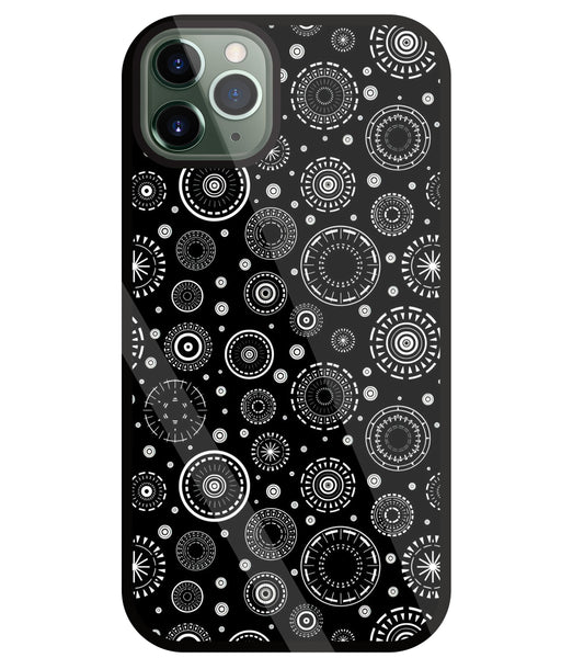 Black Circle Pattern Glass Case For Apple iPhone 11 Pro Max