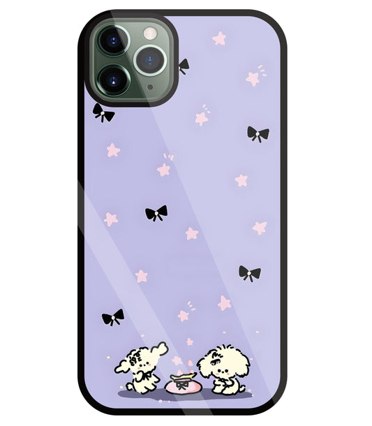 Black Ribbon With Stars Glass Case For Apple iPhone 11 Pro Max
