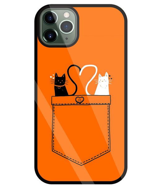 Black And White Cat In Pocket Glass Case For Apple iPhone 11 Pro Max