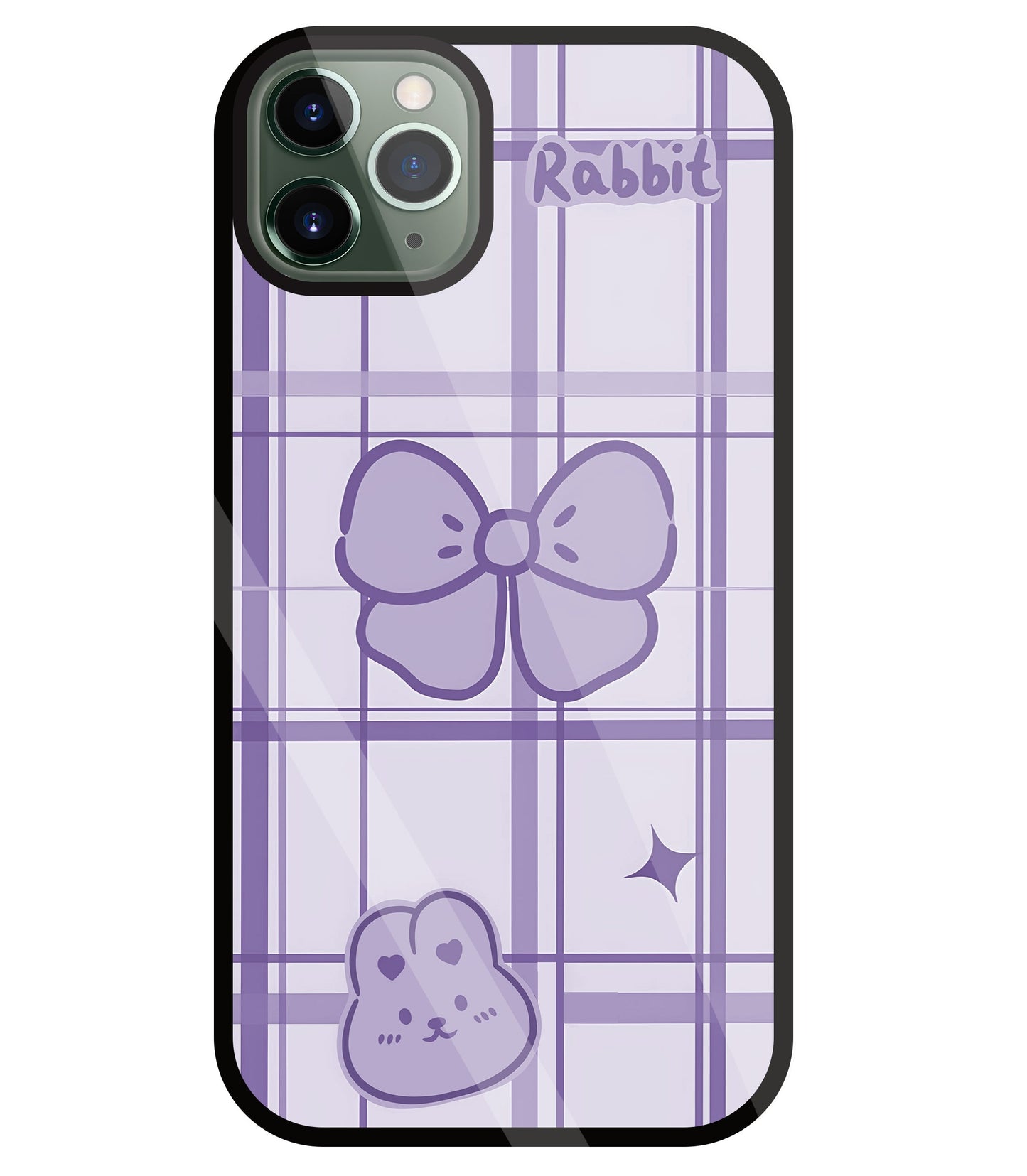 Butterfly Checked Pattern Glass Case For Apple iPhone 11 Pro Max