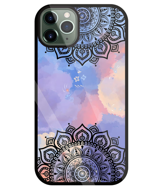 Colorful Mandala Pattern Glass Case For Apple iPhone 11 Pro Max