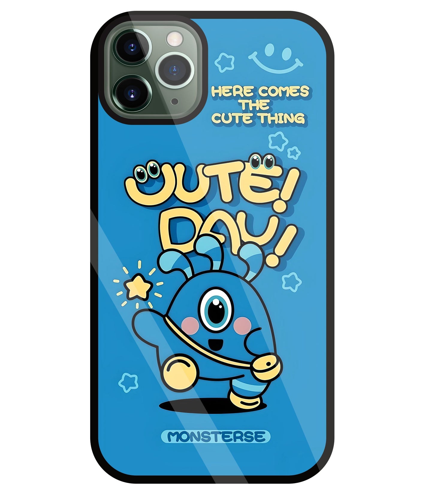 Cute Day! Monsterse Blue Glass Case For Apple iPhone 11 Pro Max