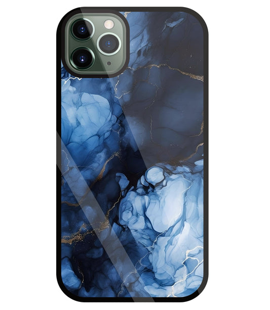 Dark Blue Marble Glass Case For Apple iPhone 11 Pro Max