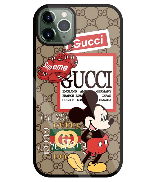 Gucci Mickey Glass Case For Apple iPhone 11 Pro Max