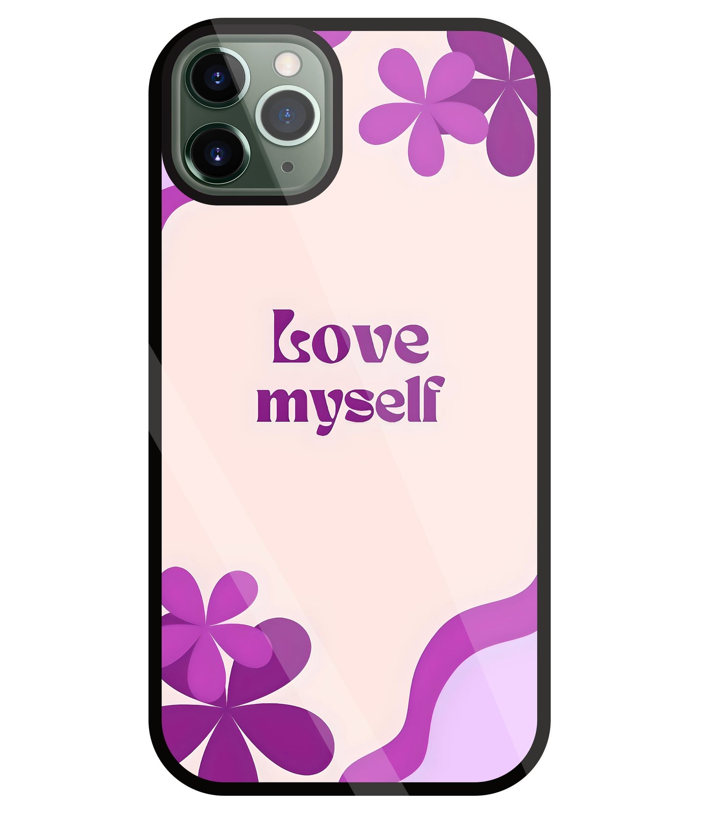 Love Myself Purple Flower Glass Case For Apple iPhone 11 Pro Max