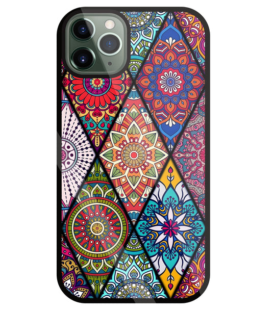 Mandala Patterns Colourful Glass Case For Apple iPhone 11 Pro Max