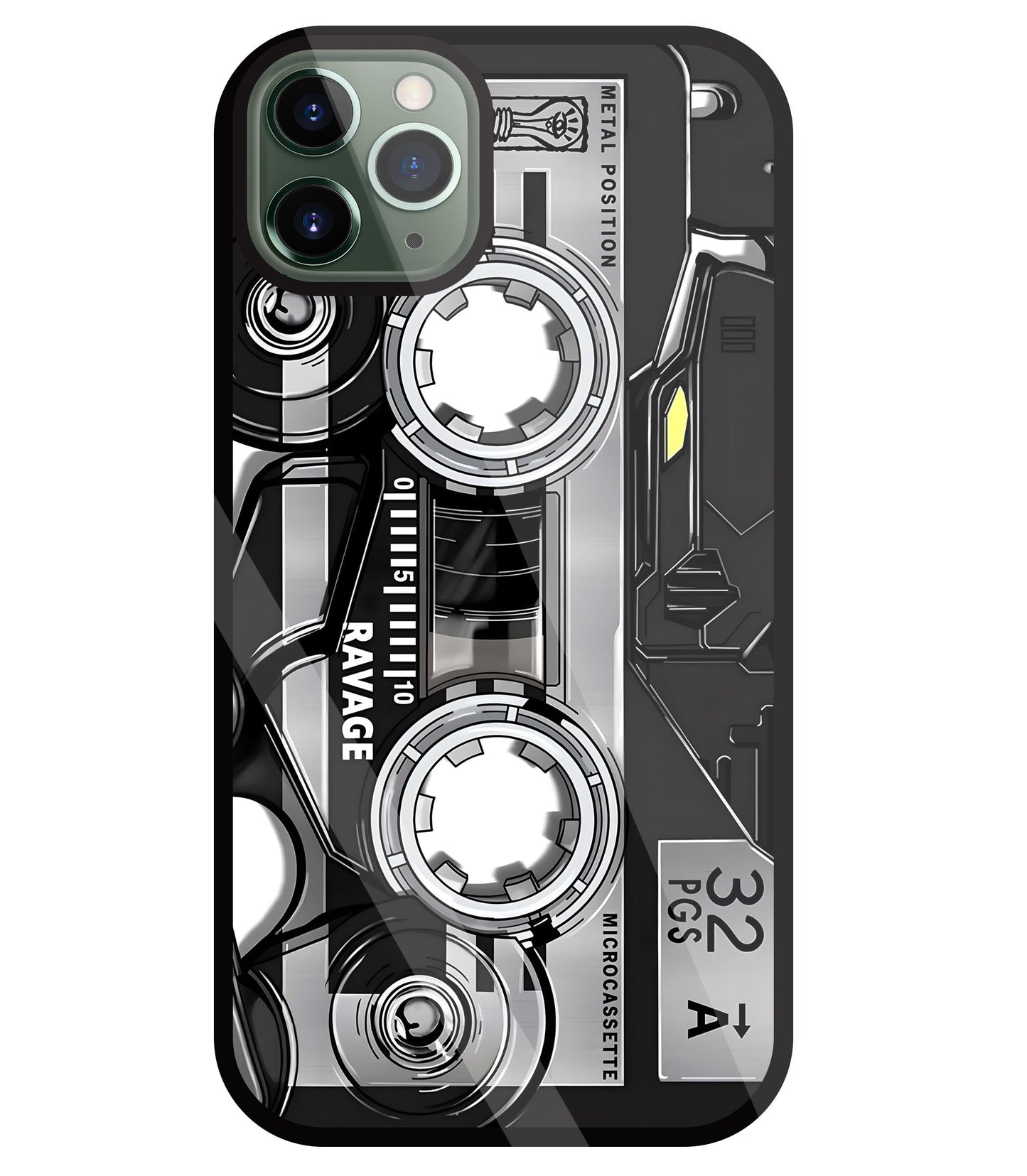Microcassette Glass Case For Apple iPhone 11 Pro Max