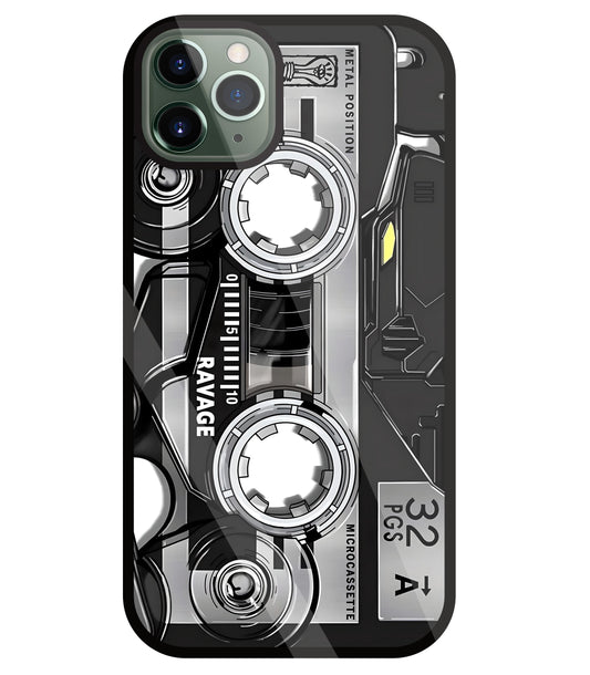 Microcassette Glass Case For Apple iPhone 11 Pro Max