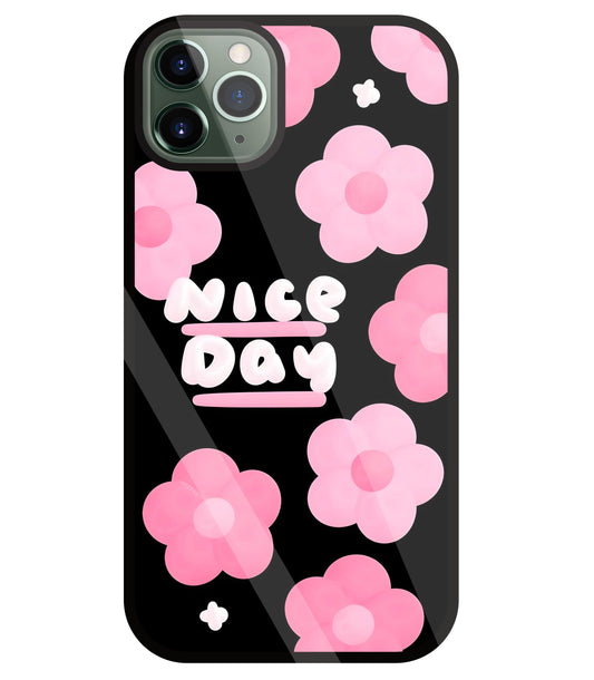 Nice Day Pink Flower Glass Case For Apple iPhone 11 Pro Max