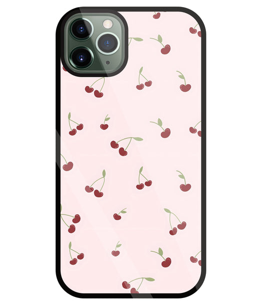 Pink Cherry Glass Case For Apple iPhone 11 Pro Max