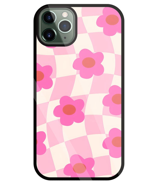 Pink Flower Glass Case For Apple iPhone 11 Pro Max