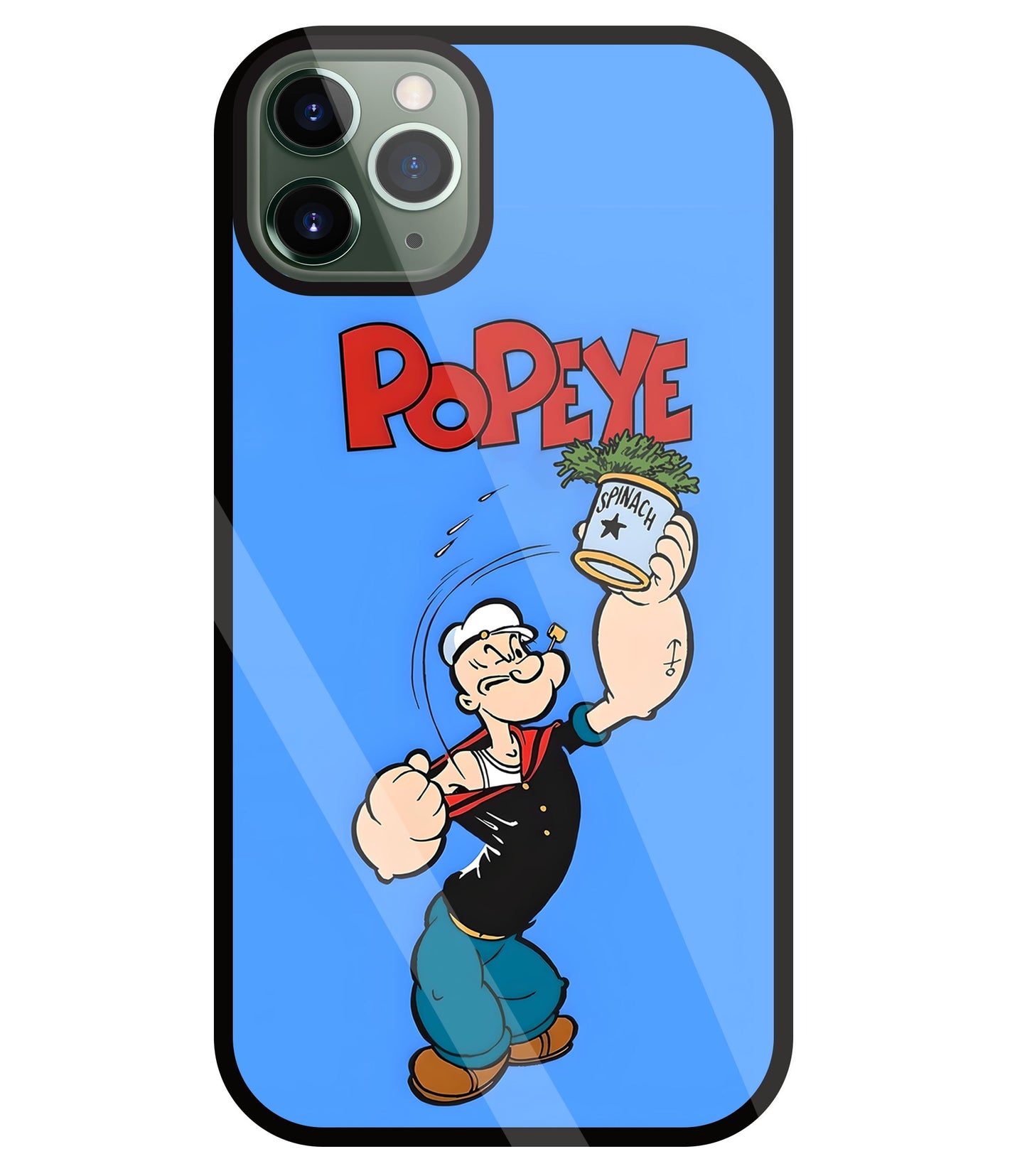 Popey In Blue Glass Case For Apple iPhone 11 Pro Max