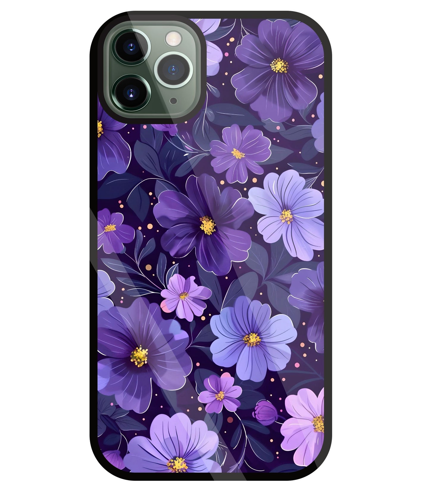 Purple Flower Blooms Glass Case For Apple iPhone 11 Pro Max