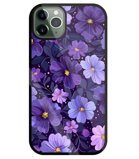 Purple Flower Blooms Glass Case For Apple iPhone 11 Pro Max