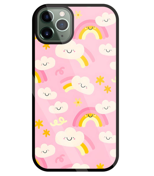 Smile Clouds With  Rainbow Glass Case For Apple iPhone 11 Pro Max