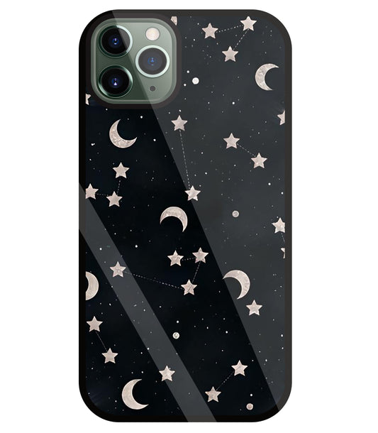 Star And Hulf Moon Space Glass Case For Apple iPhone 11 Pro Max