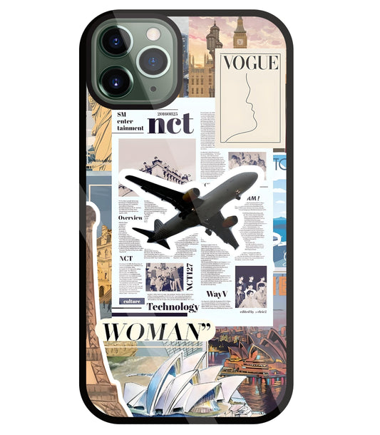 Woman Aeroplane Glass Case For Apple iPhone 11 Pro Max