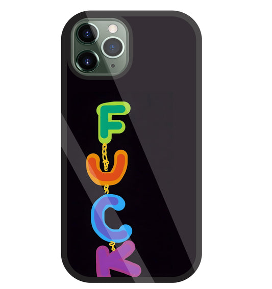 Multicolor Fuck Glass Case For Apple iPhone 11 Pro
