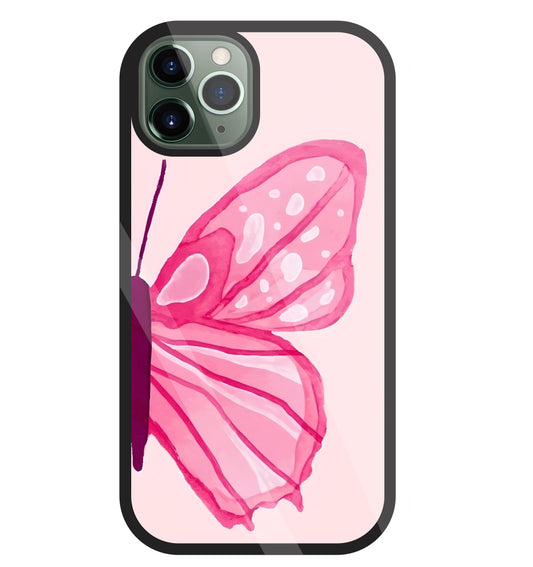 Pink ButterFly Art Glass Case For Apple iPhone 11 Pro
