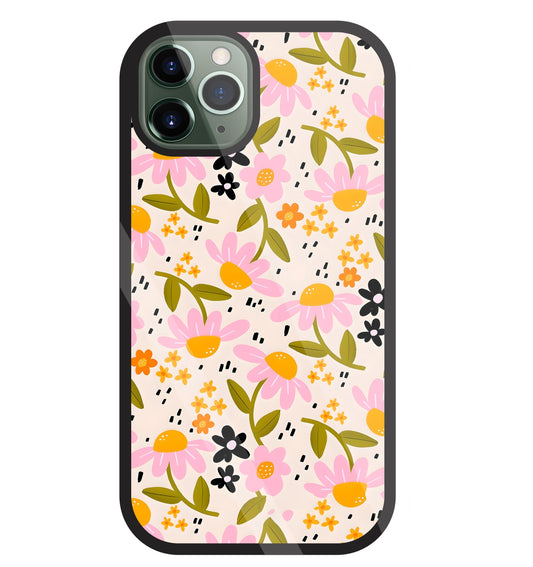 Pink And Yellow Flowers Glass Case For Apple iPhone 11 Pro