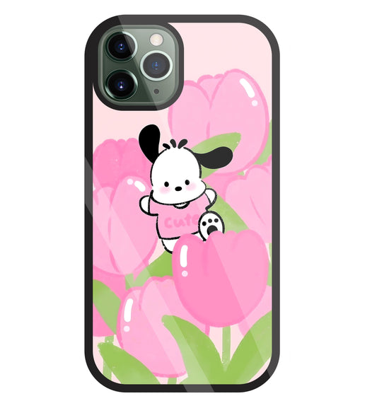 Pochacco Puppy And Rose Glass Case For Apple iPhone 11 Pro