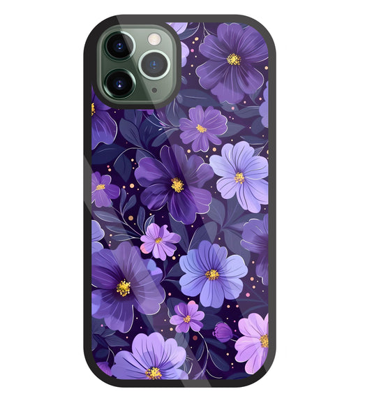 Purple Flower Blooms Glass Case For Apple iPhone 11 Pro