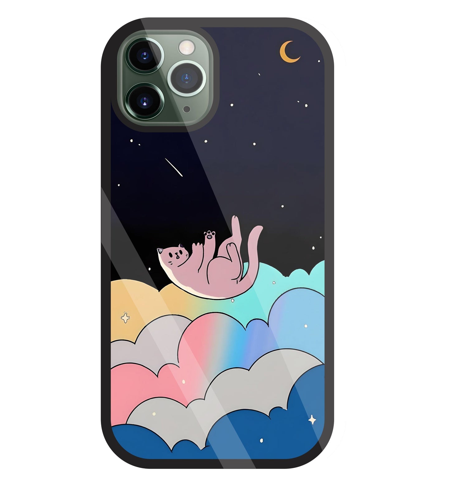 Space Cat Art Glass Case For Apple iPhone 11 Pro