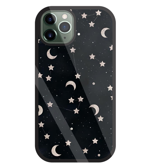 Star And Hulf Moon Space Glass Case For Apple iPhone 11 Pro
