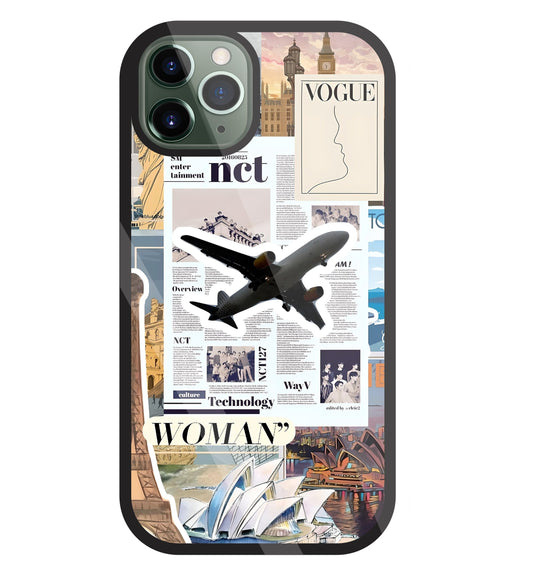 Woman Aeroplane Glass Case For Apple iPhone 11 Pro