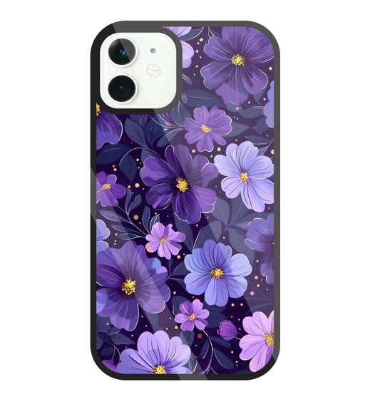 Purple Flower Blooms Glass Case For Apple iPhone 11