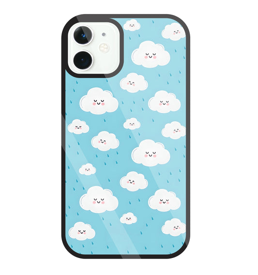 Smile Clouds With  Rain Glass Case For Apple iPhone 11