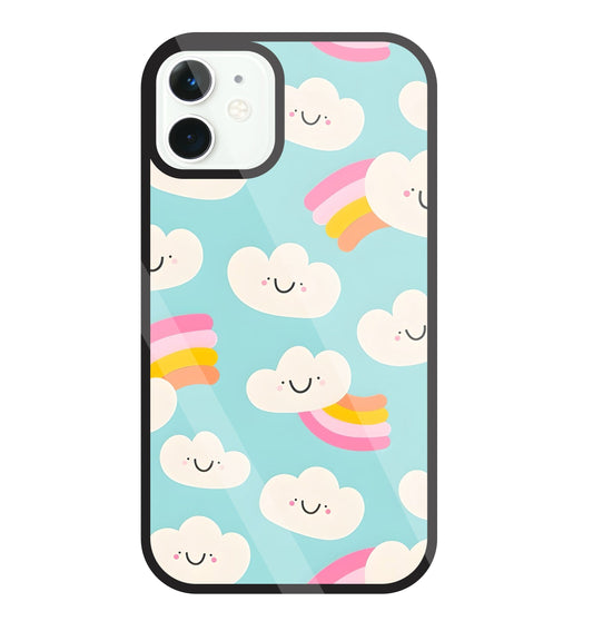 Smiley Clouds Glass Case For Apple iPhone 11
