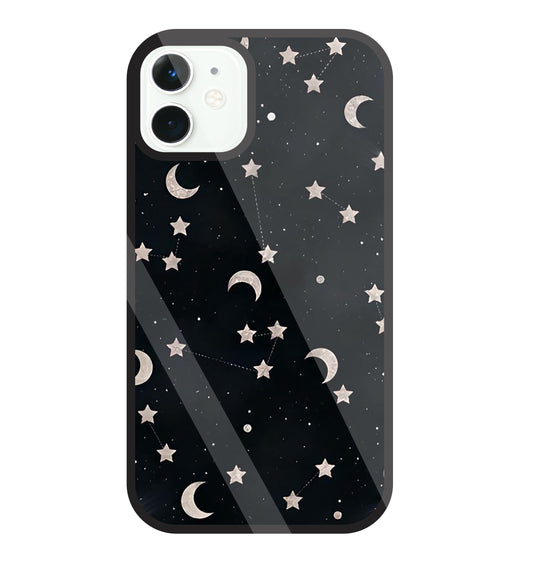 Star And Hulf Moon Space Glass Case For Apple iPhone 11