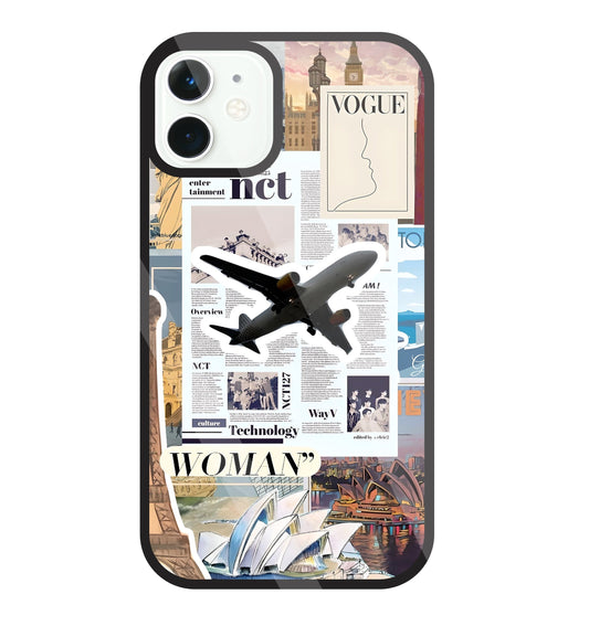 Woman Aeroplane Glass Case For Apple iPhone 11
