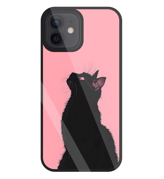 Black Cat Glass Case For Apple iPhone 12