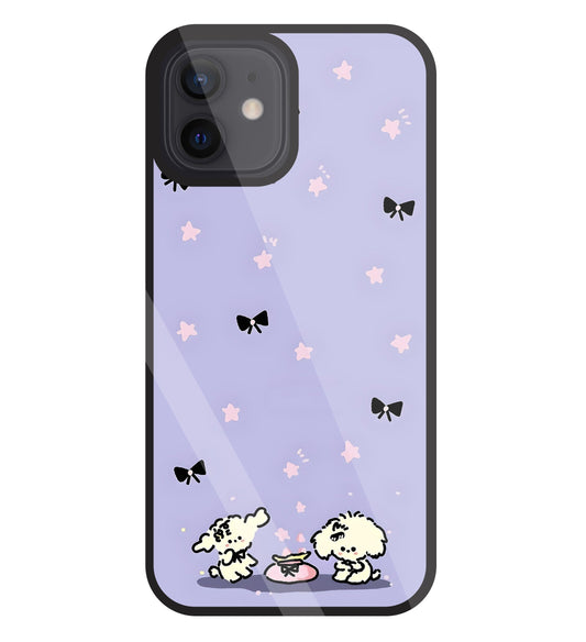 Black Ribbon With Stars Glass Case For Apple iPhone 12