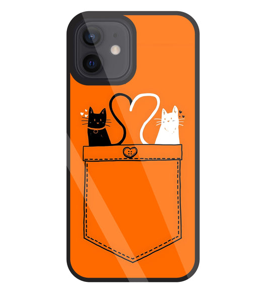 Black And White Cat In Pocket Glass Case For Apple iPhone 12