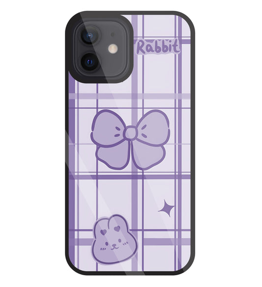 Butterfly Checked Pattern Glass Case For Apple iPhone 12