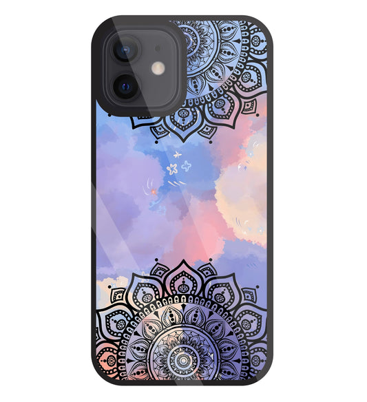 Colorful Mandala Pattern Glass Case For Apple iPhone 12