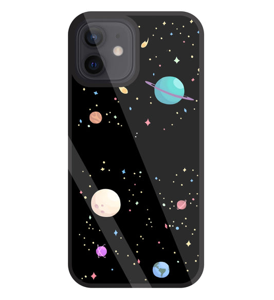 Colorful Space Glass Case For Apple iPhone 12