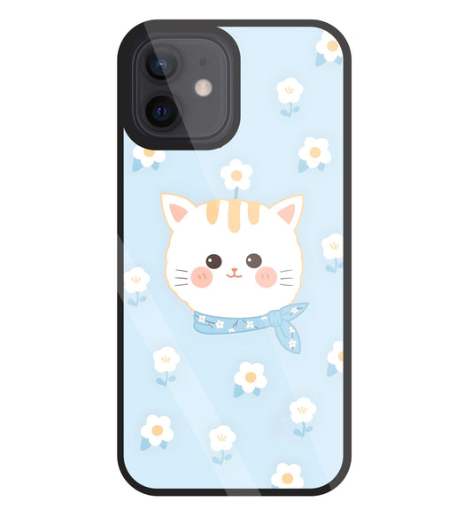 Cute Kitten Glass Case For Apple iPhone 12