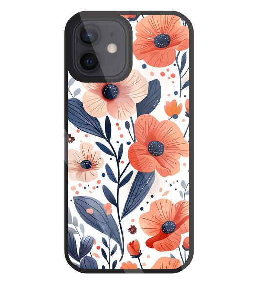 Daisy Flower Water Color Vintage Glass Case For Apple iPhone 12