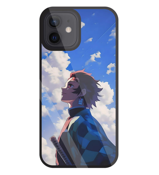Demon Slayer-Tanjiro Kamado Glass Case For Apple iPhone 12