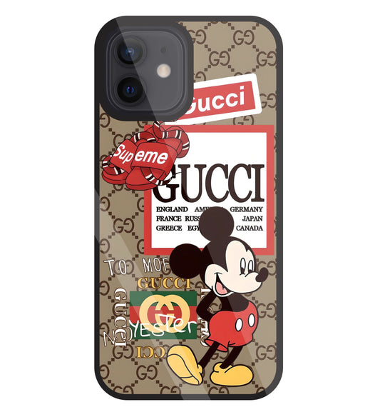Gucci Mickey Glass Case For Apple iPhone 12