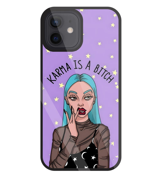 Karma is a Bitch Levender Glass Case For Apple iPhone 12